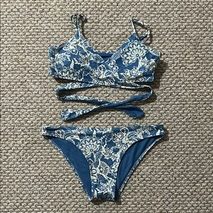 Floral Blue Wrap Bikini Set